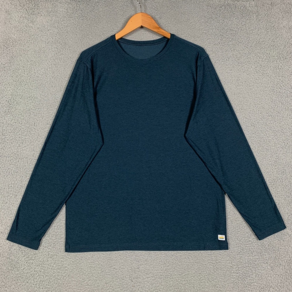 Vuori Strato T-Shirt Men's XL Navy Heather Long Sleeve Tech Stretch Gym Running